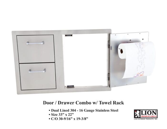Lion Premium Grills Door Drawer Combo with Towel Rack