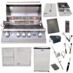 Lion Premium Grills Package Deal: L75000 32-Inch Grill, Single Side Burner, Door and Drawer Combo, Refrigerator, & 5-in-1 BBQ Tool Set