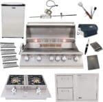 Lion Premium Grills Package Deal: L90000 40-Inch Grill, Door and Drawer Combo, Refrigerator, Double Side Burner, Ceramic Tubes, & 5-in-1 BBQ Tool Set