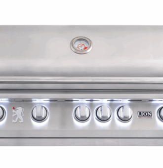 Lion Premium Grills L90000 40-Inch Stainless Steel Built-In Grill Closed with LED Knob Lights On 90823 or 90814