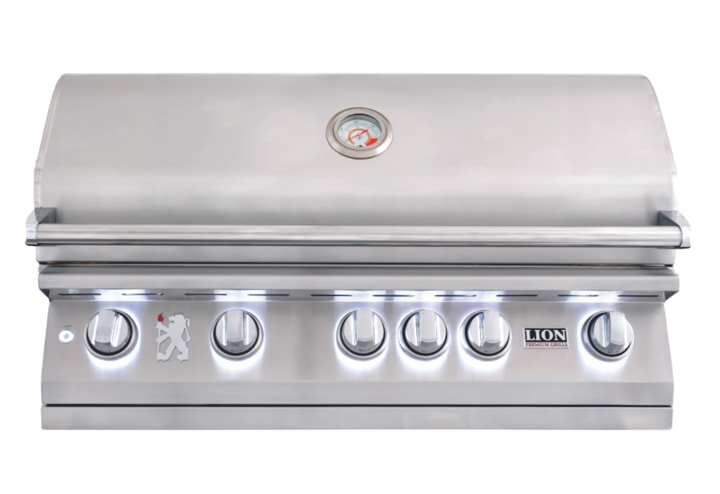 Lion Premium Grills L90000 40-Inch Stainless Steel Built-In Grill Closed with LED Knob Lights On 90823 or 90814
