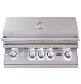 Lion Premium Grills L75000 32-Inch Stainless Steel Built-In Grill Closed with LED Lights On