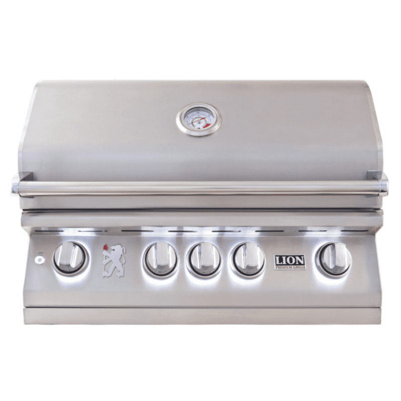 Lion Premium Grills L75000 32-Inch Stainless Steel Built-In Grill Closed with LED Lights On