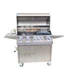 Lion Premium Grills Freestanding 40-Inch 5-Burner Gas Grill – L90000 Open Lid LIghts On Propane or Natural Gas BBQ Grill