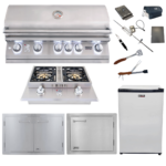 Lion Premium Grills Package Deal: L90000 40-Inch Grill, 33-Inch Double Door, Double Side Burner, Single Horizontal Door, Refrigerator, & 5-in-1 BBQ Tool Set