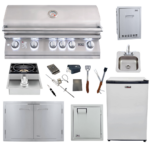 Lion Premium Grills Package Deal: L90000 40-Inch Grill, 33-Inch Double Door, Single Side Burner, Single Vertical Door, 15x15 Sink, Refrigerator, Multi-Functional Drawer, & 5-in-1 BBQ Tool Set