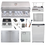 Lion Premium Grills Package Deal: L90000 40-Inch Grill, 33-Inch Double Door, Single Side Burner, Single H Door, 30" Bar Center, Refrigerator, Multi-Functional Drawer, & 5-in-1 BBQ Tool Set