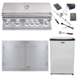 Lion Premium Grills Package Deal: L90000 40-Inch Grill, 33-Inch Double Door, Refrigerator, & 5-in-1 BBQ Tool Set