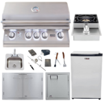 Lion Premium Grills Package Deal: L75000 32-Inch Grill, 33-Inch Double Door, Single Side Burner, Single Vertical Door, Sink, Refrigerator, & 5-in-1 BBQ Tool Set