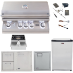 Lion Premium Grills Package Deal: L75000 32-Inch Grill, Door and Drawer Combo, Refrigerator, Single Side Burner, Single Vertical Door, & 5-in-1 BBQ Tool Set