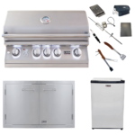 L75000 Built-In BBQ Grill, 33" Double Door (Model: L3322), & Compact Refrigerator (Model: 2002)