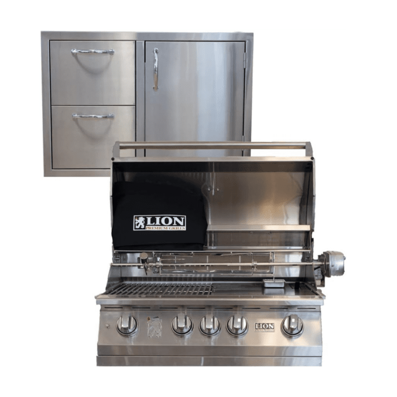 Lion Premium Grills 32-Inch Grill L75000 – with Made in USA 32-Inch Door/Drawer Combination Package Deal
