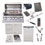 Lion Premium Grills Package Deal: L75000 32-Inch Grill with Refrigerator, Door and Drawer Combo, Single Side Burner, & 5-in-1 BBQ Tool Set