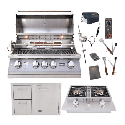 Lion Premium Grills Package Deal: L75000 32-Inch Grill, Double Side Burner & Lion Door and Drawer Combo B07Y5S95FH