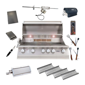 Lion BBQ Direct Lion Premium Grills Package Deal: L90000 40-Inch Grill with 4 Ceramic Tubes w/ Flame Tray and Searing Burner and 5 in 1 BBQ Tool Set
