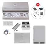 LUX75-P011 Lion Outdoor Kitchen Lux Package L75000 Grill, Side Burner, 30” Double Door & Fridge (FREE Gourmet Package & Island Bundle!)