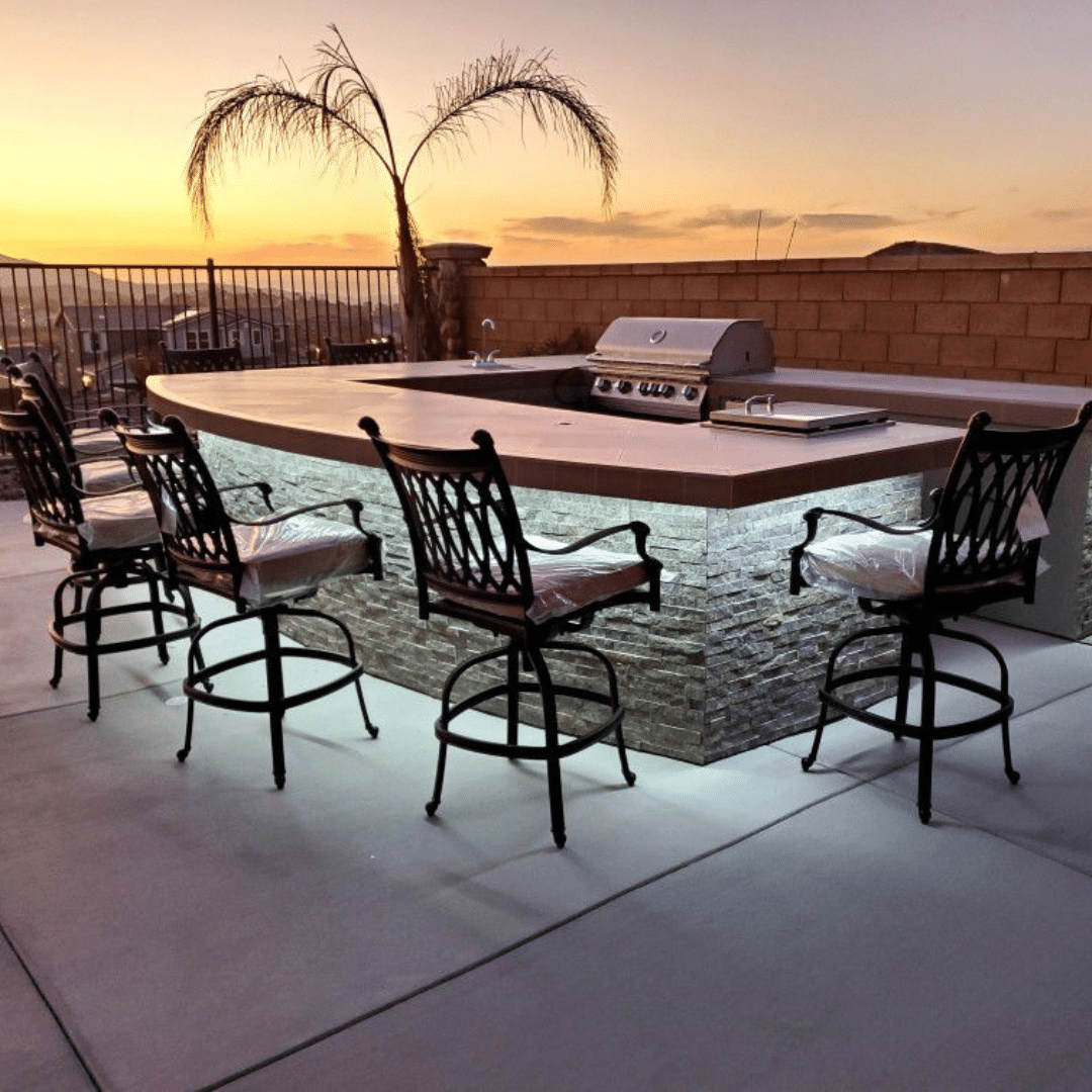 Close-up of Lion Grill with LED lighting and stackstone countertops