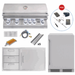 Lion Outdoor Kitchen Lux Package: L90000 40″ Grill, 39″ Door & Drawer Combo, 24″ Outdoor Beverage Cooler, Premium Island Upgrades (FREE Gourmet Package) LUX90-P001
