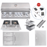 Lion Outdoor Kitchen Lux Package – L90000 Grill, Double Side Burner, Sink, 39" Combo & Vertical Door w Ceramic Tube Trays and (FREE Gourmet Package)