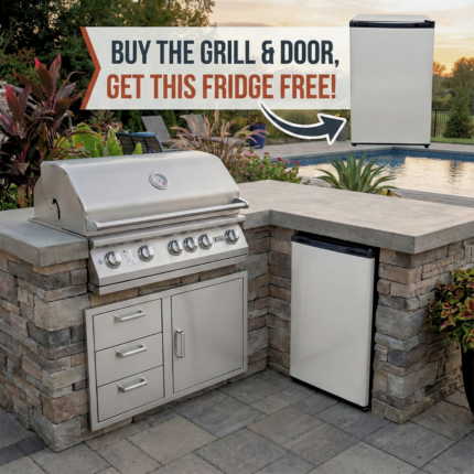Lion Outdoor Kitchen Package – Qualifying Grill & Door Combo with FREE 20-Inch Refrigerato