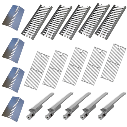 Lion L90000 40-Inch Grill Parts Package 19-Piece 5 Burners 5 Ceramic Flame Tamers 5 Cooking Grates & 4 Heat Shields