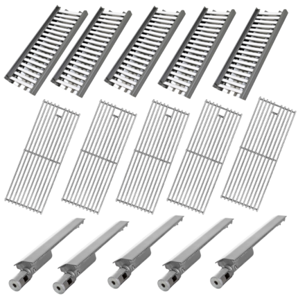 Lion L90000 40-Inch Grill Parts Package: 5 Burners 5 Ceramic Flame Tamers 5 Cooking Grates