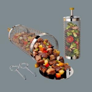 Rolling Grill Basket 2-Pack Free Gift Lux