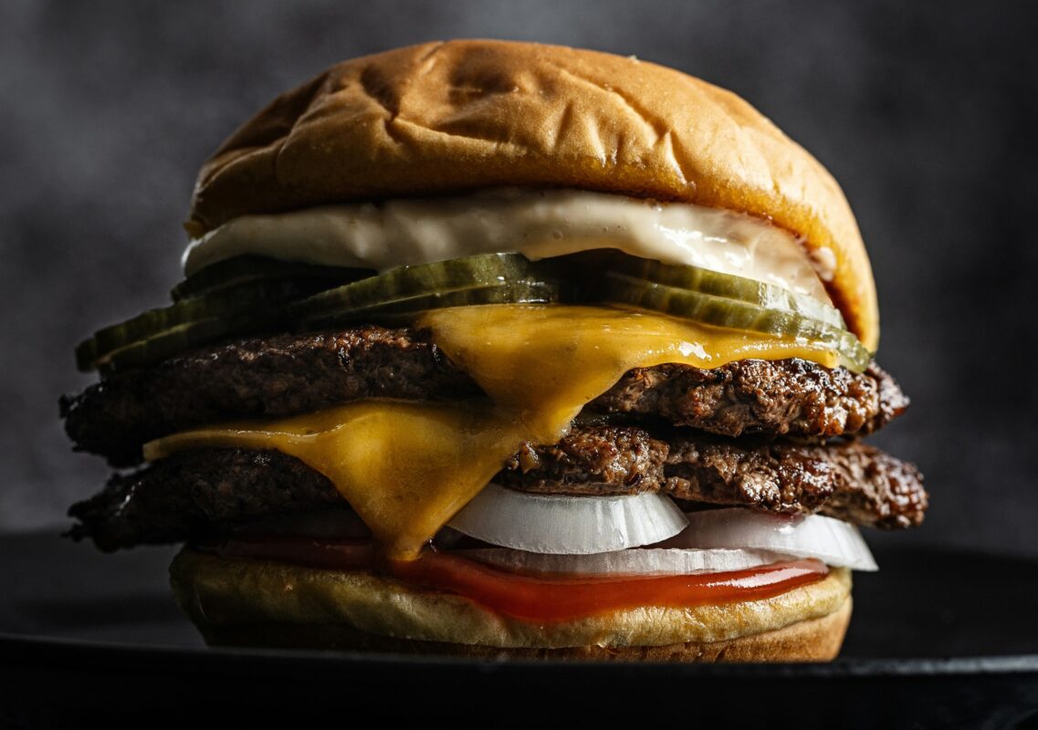 smash burger on grilling surface
