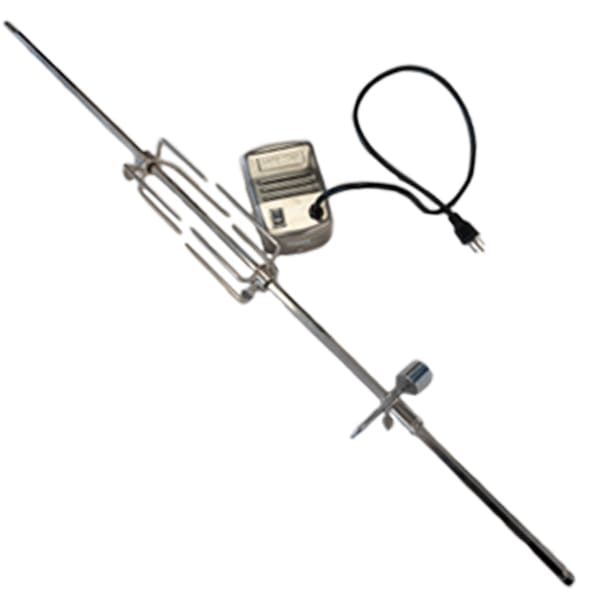 Lion rotisserie kit with spit rod, forks, and motor included with Lion L90000 gas grill for rotisserie prime rib