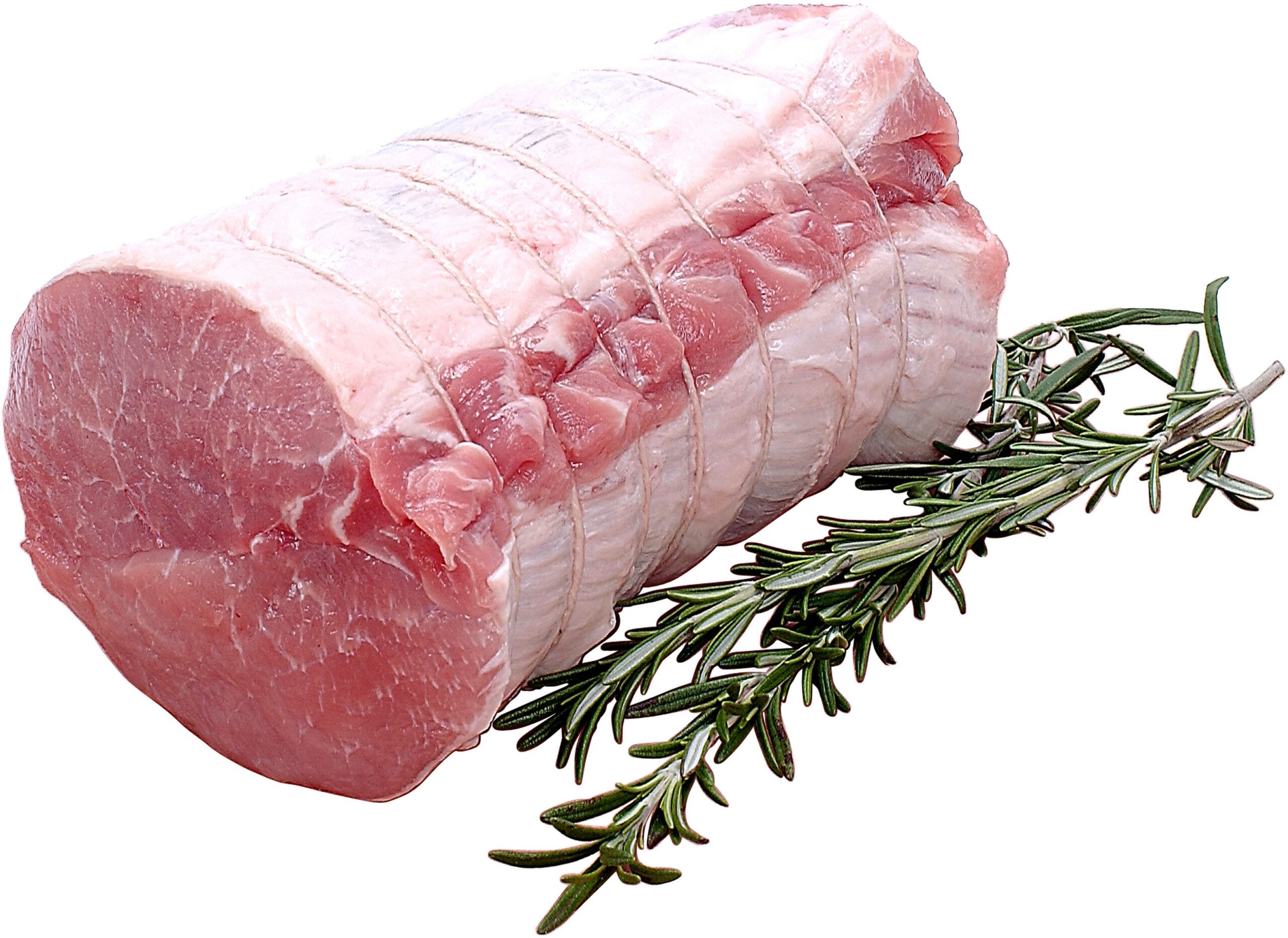 Raw boneless pork loin roast ready to be seasoned with garlic herb crust for rotisserie on a Lion grill