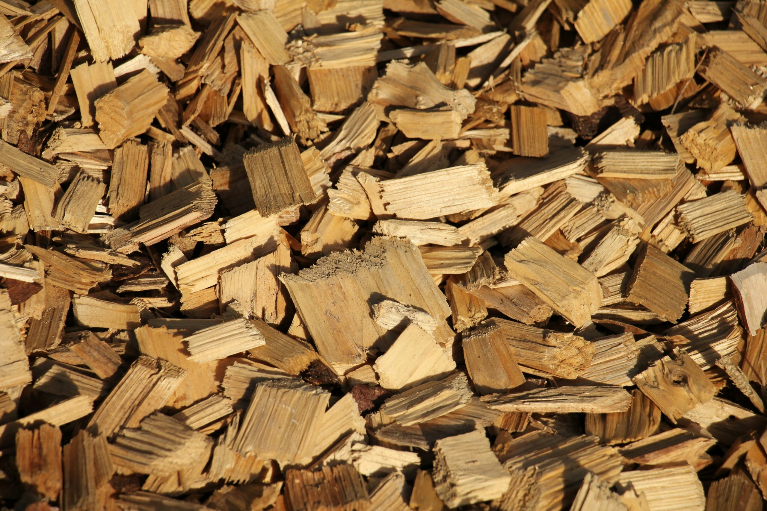 Close-up of wood chips for Lion smoker box baby back ribs on a gas grill